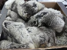 Two boxes of mixed fur clothing items