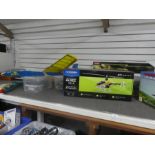 A collection of boxed and unboxed model gliders, helicopters etc and two boxes of remote controls ap