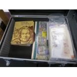 Three cases containing mint and used stamps, GB/ World/ Thematic music, art, railway, and various ca