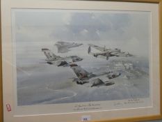 Framed and glazed limited edition print '617 Squadron' The Dambusters pencil signed Wg Cdr PJD Peter