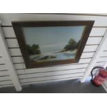 Oak framed oil on canvas depicting an oriental landscape, signed Sommar