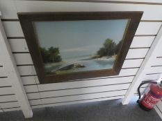 Oak framed oil on canvas depicting an oriental landscape, signed Sommar