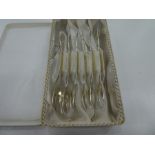 A set of six continental silver forks marked 800, with foliate ornate handle decoration. Total weigh