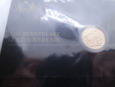 2017 'The Bicentenary Gold Sovereign' 22ct gold Sovereign in as new condition