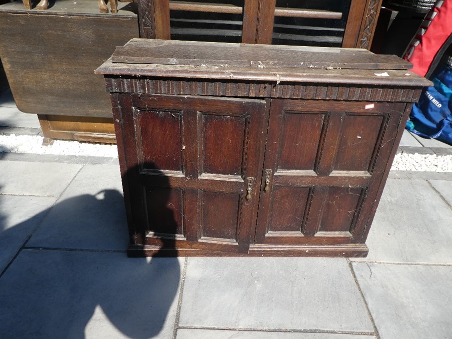 Glazed wooden two door bookcase and a 2 door sideboard - Image 2 of 3