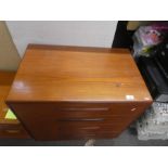 A teak G plan bank of four long drawers