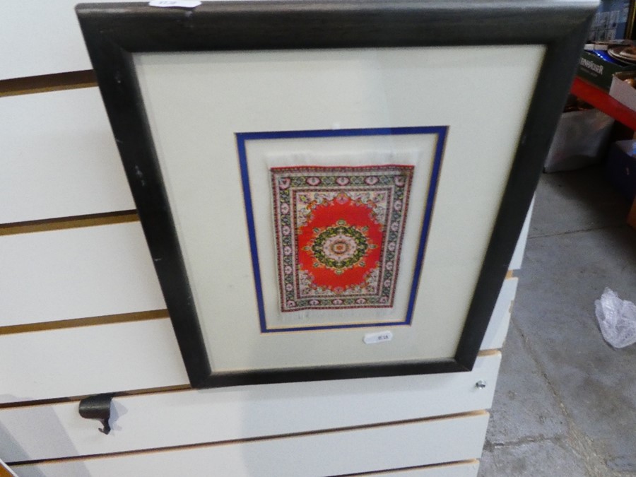 Two framed miniature Persian silk rugs - Image 5 of 6