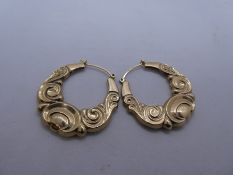 Pair of 9ct yellow gold creole earrings, marked 375, 2.7g approx. 3cm diam.