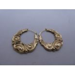 Pair of 9ct yellow gold creole earrings, marked 375, 2.7g approx. 3cm diam.