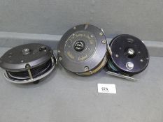 Of fishing interest; Millwood flycraft fishing reel, a J W Young and Sons 1500 series reel, and a ve