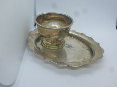 Assortment of silver items incl. a tray, pepper pot, small bowl, all items hallmarked 9.2oxt