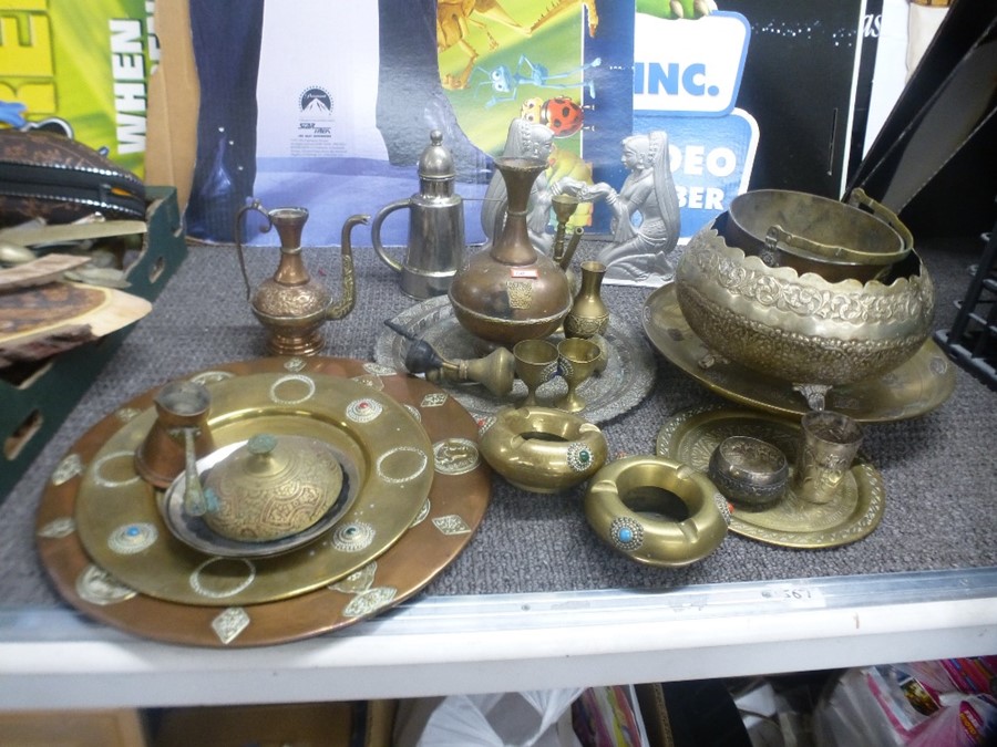 A quantity of Indian metal ware and sundry