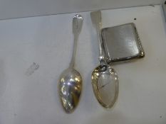 A pair of silver Georgian spoons hallmarked London 1823 William Ely and William Fearn, with a silver