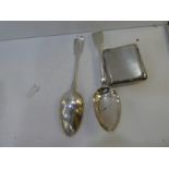 A pair of silver Georgian spoons hallmarked London 1823 William Ely and William Fearn, with a silver