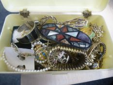 A small box of costume jewellery and similar