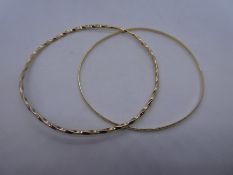 Two 9ct yellow gold bangles, both slightly misshapen, marked 375, weight approx 6.8g