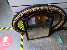 2 Wooden framed mirrors with bevelled glass