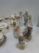 Six Lladro figure and a Nao boy with cap