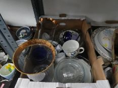 2 Boxes of mixed china, glassware etc