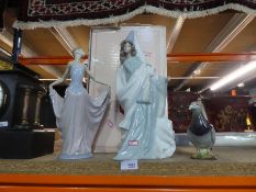 One large Lladro figure, Nao figure and a Beswick bird