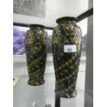 Two decorative glazed vases with twisted flower design AF