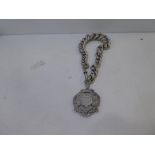 A very large, heavy silver Victorian pocket watch chain.  Very high quality hallmarked Birmingham 19
