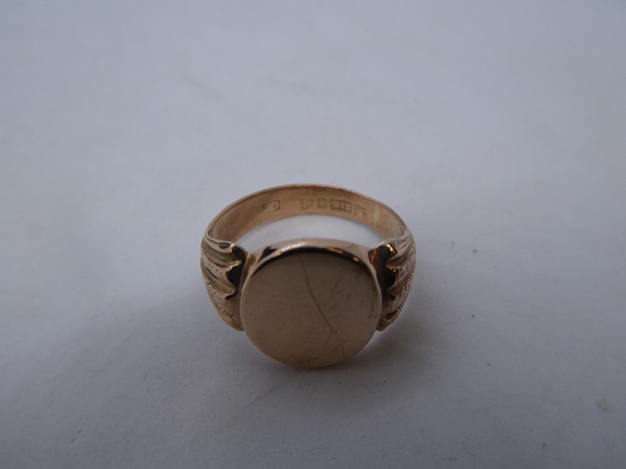 9ct Rose gold signet ring, marked 375, size K, approx 5.1g - Image 3 of 3