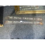 A pair of brass signs for 'The Metal Gravure Co Ltd' 90cm