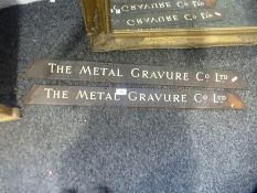 A pair of brass signs for 'The Metal Gravure Co Ltd' 90cm