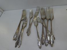 A set of six heavy silver forks hallmarked Sheffield 1971, Cooper Brothers and Sons Ltd. Along with