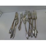 A set of six heavy silver forks hallmarked Sheffield 1971, Cooper Brothers and Sons Ltd. Along with