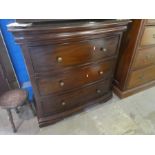 Modern mahogany bow front chest of 3 drawers