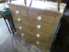 Vintage stripped pine chest of 2 short over 3 long drawers