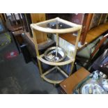 Sundry furniture including bamboo wot not, DVD rack, pictures, etc