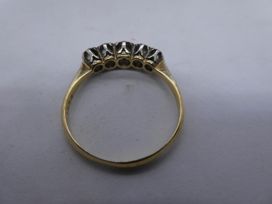 18ct and platinum graduated 5 stone illusion set diamond ring, marked '8ct PT' marks worn, size U, c - Image 3 of 3
