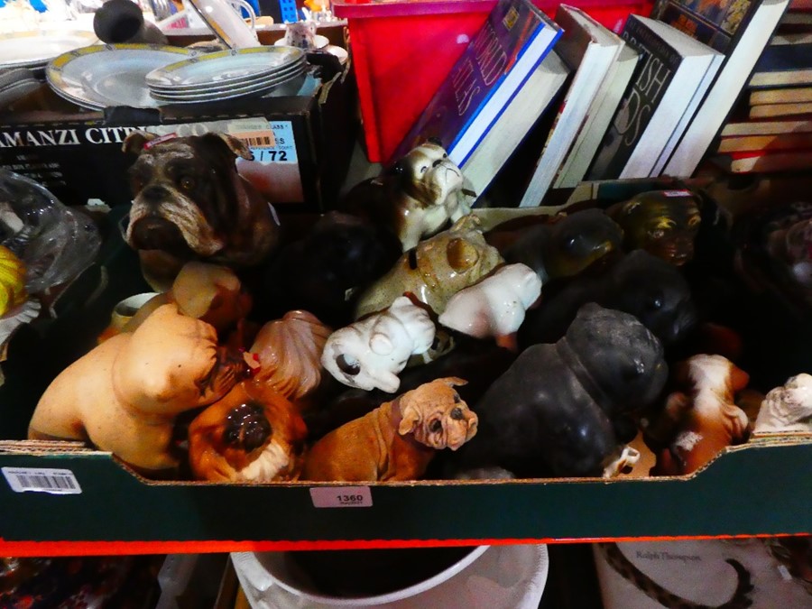 3 Boxes of mixed china, mostly figurines of bulldogs, teapots etc - Image 2 of 3