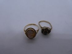 9ct yellow gold cameo ring, and AF 9ct yellow gold dress ring, both marked 375, cameo size, Q, gross