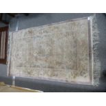 A Chinese pale blue runner decorated with figures and animals, 302 x 76 cms, and one other