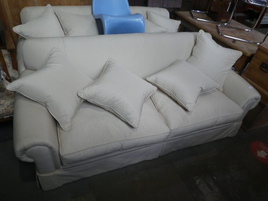 2 Contemporary 3 seat sofas with matching footstalls - Image 2 of 4