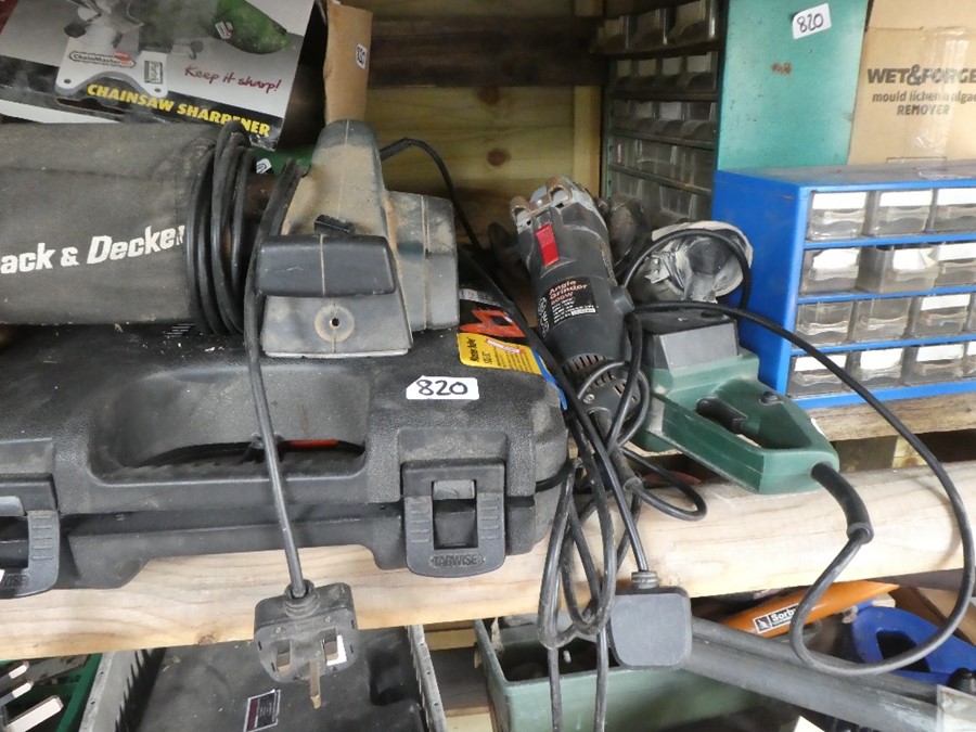 A selection of power tools to include Black & Decker sander, angle grinder, as new nail gun, planer - Image 3 of 3