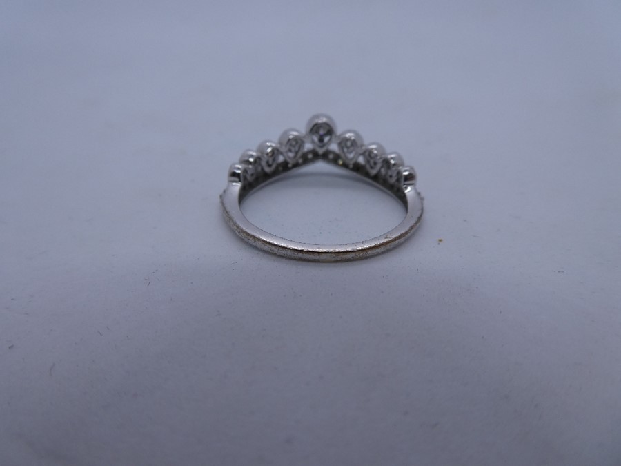 9ct white gold dress ring in the form of a crown inset with diamonds, marked 9K, size Q/R - Image 5 of 5