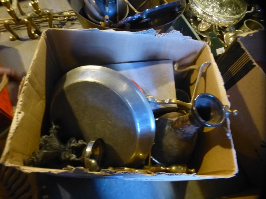 A box of collectables including a record rack, silver plated candlestick etc - Image 2 of 6