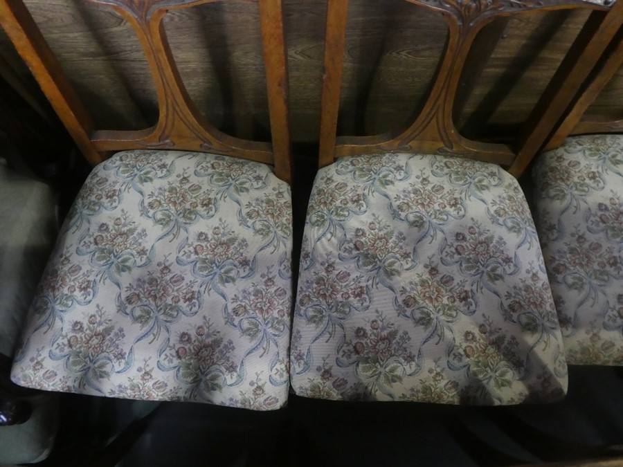 Set of 8 oak frame tapestry seat and back chairs incl 2 carvers - Image 3 of 3
