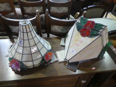 Vintage stained glass ceiling shades and matching uplighter shades