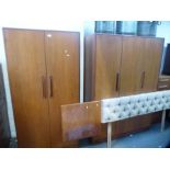 G-Plan; a teak bedroom suite comprising dressing table with stool, two wardrobes, a pair of bedside