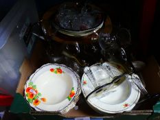 Mixed box of china and glass including Crown Ducal