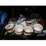 Three boxes of mixed china, glassware incl. Royal Albert, Wedgwood etc