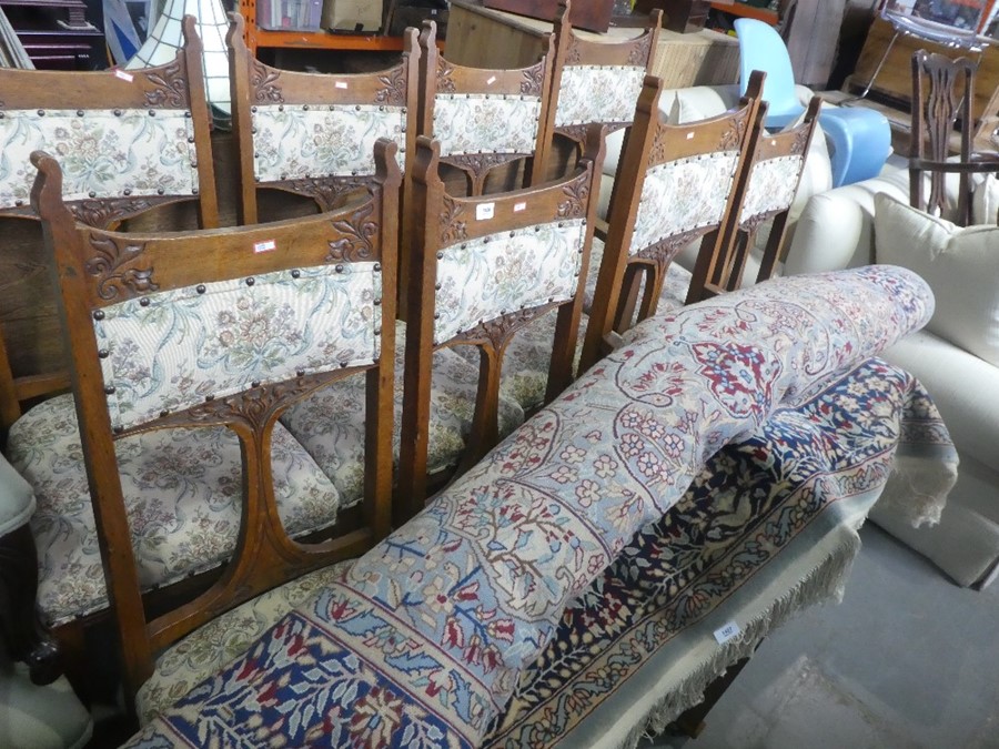 Set of 8 oak frame tapestry seat and back chairs incl 2 carvers - Image 2 of 3