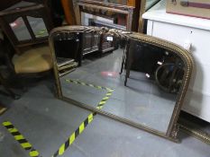 Large gilt frame overmantle mirror with wheatsheaf decoration and 3 other wall mirrors