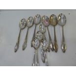 A set of six silver dessert spoons hallmarked Sheffield 1971, Cooper Brothers and Sons Ltd. Along wi